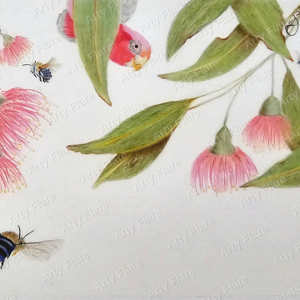 Blank greeting card featuring Gumnut & Banded Bee by Arty Flare