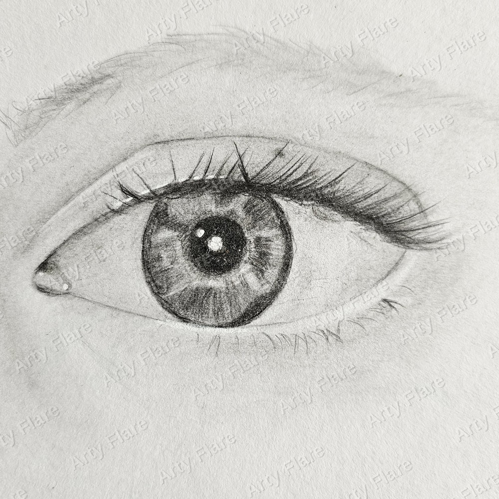 Realistic coloured pencil study of Monochrome Eye by Arty Flare